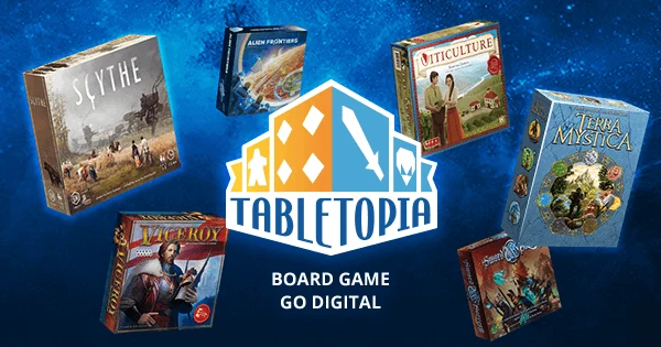 Official Tabletopia artwork showing a selection of board games